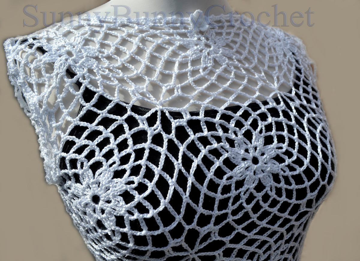 CROCHETED SUMMER Dress Beach Cover Up Sexy Cotton Lace Openwork Short Knit Tunic Cover Party Mini Dress Top Women Lady Flower Boho, XXS, M