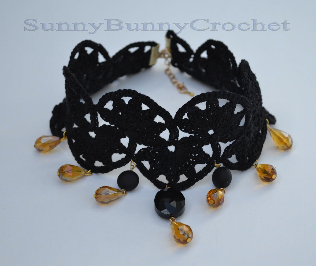 Black necklace choker, Black necklace for women, Choker necklace Black, Black statement necklace, Choker beaded Black, Cotton Choker, Flower