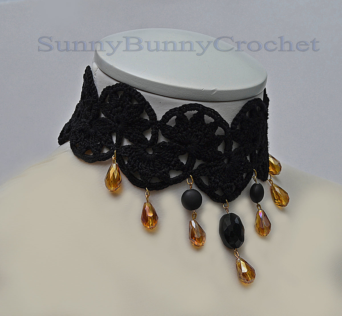 Black necklace choker, Black necklace for women, Choker necklace Black, Black statement necklace, Choker beaded Black, Cotton Choker, Flower