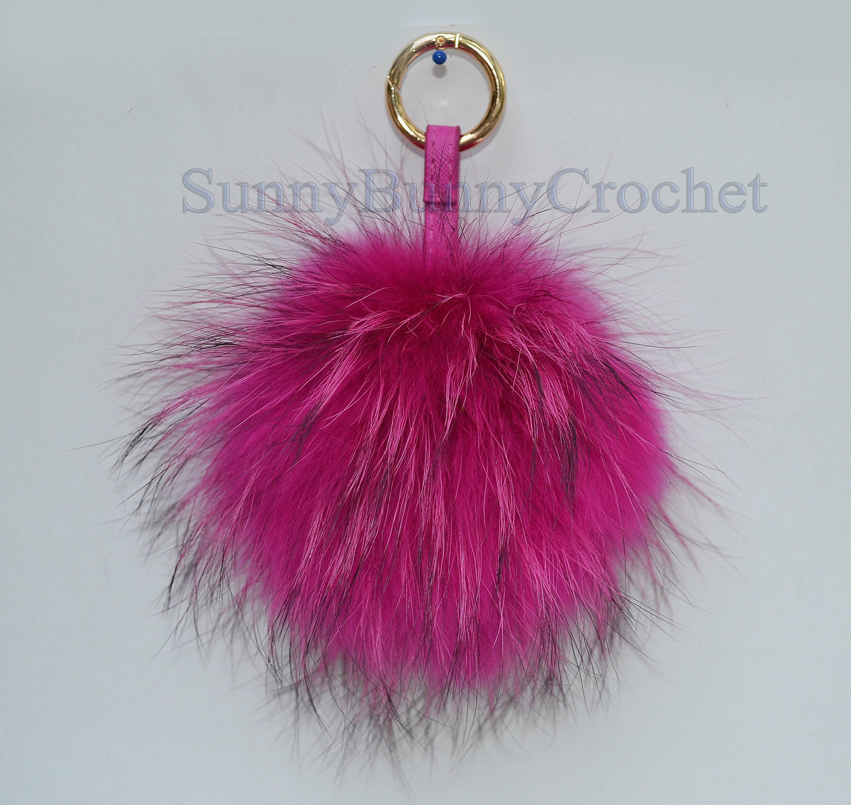 8"  PINK FUR POM Pom Keychain, Large Raccoon Bag Charm, Real Fur Charm, Raccoon Fur Pom Pom, Bag Charm Pom Pom, Fur Ball, Pendant, Keyring