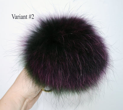 7" REAL FUR POM Pom Key chain, Large Raccoon Bag Charm, Key Chain Charm, Raccoon Fur Pom Pom, Rainbow, Fur Ball, Fur Keyring, Multicolor