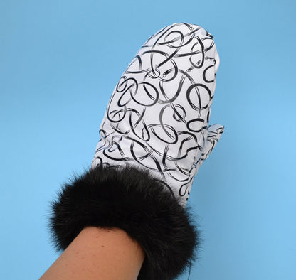 FUR LINED MITTENS, Real fur mittens, gloves mitts , woman fur mitts,  warm mittens, rabbit fur mittens, fur mittens, polar mitts, polarmitts