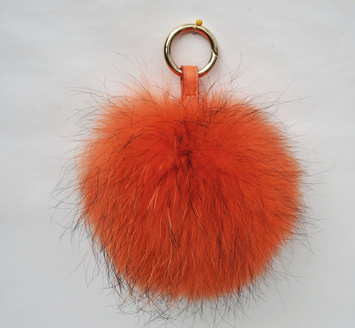 8" REAL FUR POM Pom Key chain, Fur Bag Charm, Key Chain Charm, Large Raccoon Fur Pom Pom, Orange Pom Pom, Fur Ball, Keyring, Raccoon Fur