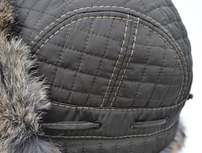READY to SHIP Fur Ear Flap Hat, Men real fur hat, Trapper Hat, Aviator Hat, Ushanka, Russian Hat, Ski Hat, Rabbit Fur, Fur Hat Ear Flap Gift