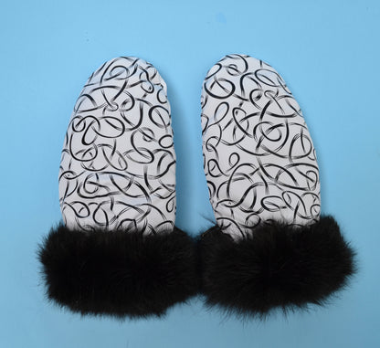 FUR LINED MITTENS, Real fur mittens, gloves mitts , woman fur mitts,  warm mittens, rabbit fur mittens, fur mittens, polar mitts, polarmitts