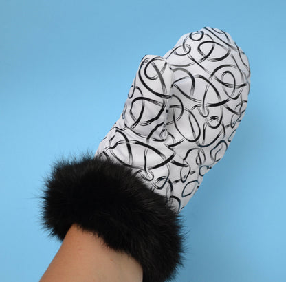 FUR LINED MITTENS, Real fur mittens, gloves mitts , woman fur mitts,  warm mittens, rabbit fur mittens, fur mittens, polar mitts, polarmitts