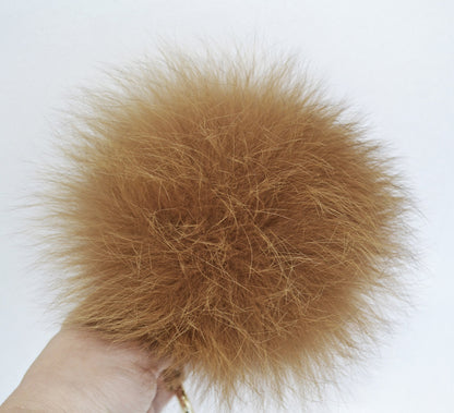 7" POM POM CHARM, Fur Keychain,  Large Fox Bag Charm, Key Chain Charm, Fox Fur Pom Pom, Brown Pom Pom, Fur Ball, Pendant Fur, Real Fur Key