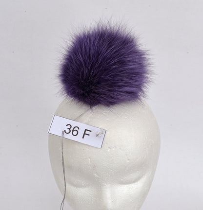 6" FOX FUR POMPOM! Really Unique Fur Pom-Pom,  Fox Fur Pom Pom, Purple Fur Pom Pom, Large Pom Pom, Real Fur, Knitted Hat, Children, Girl