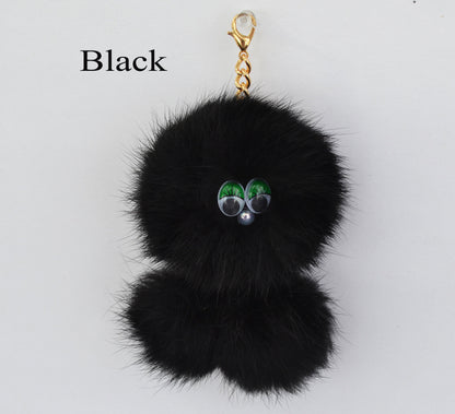 REAL RABBIT FUR Monster Key Chain, Rabbit Fur Pom Pom Keychain, Fur charm, Key Ring,  Bag Pendant, Fur Monster keychain, handbag accessory