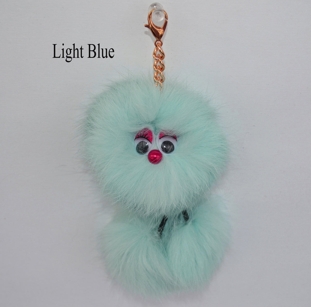 REAL RABBIT FUR Monster Key Chain, Rabbit Fur Pom Pom Keychain, Fur charm, Key Ring,  Bag Pendant, Fur Monster keychain, handbag accessory