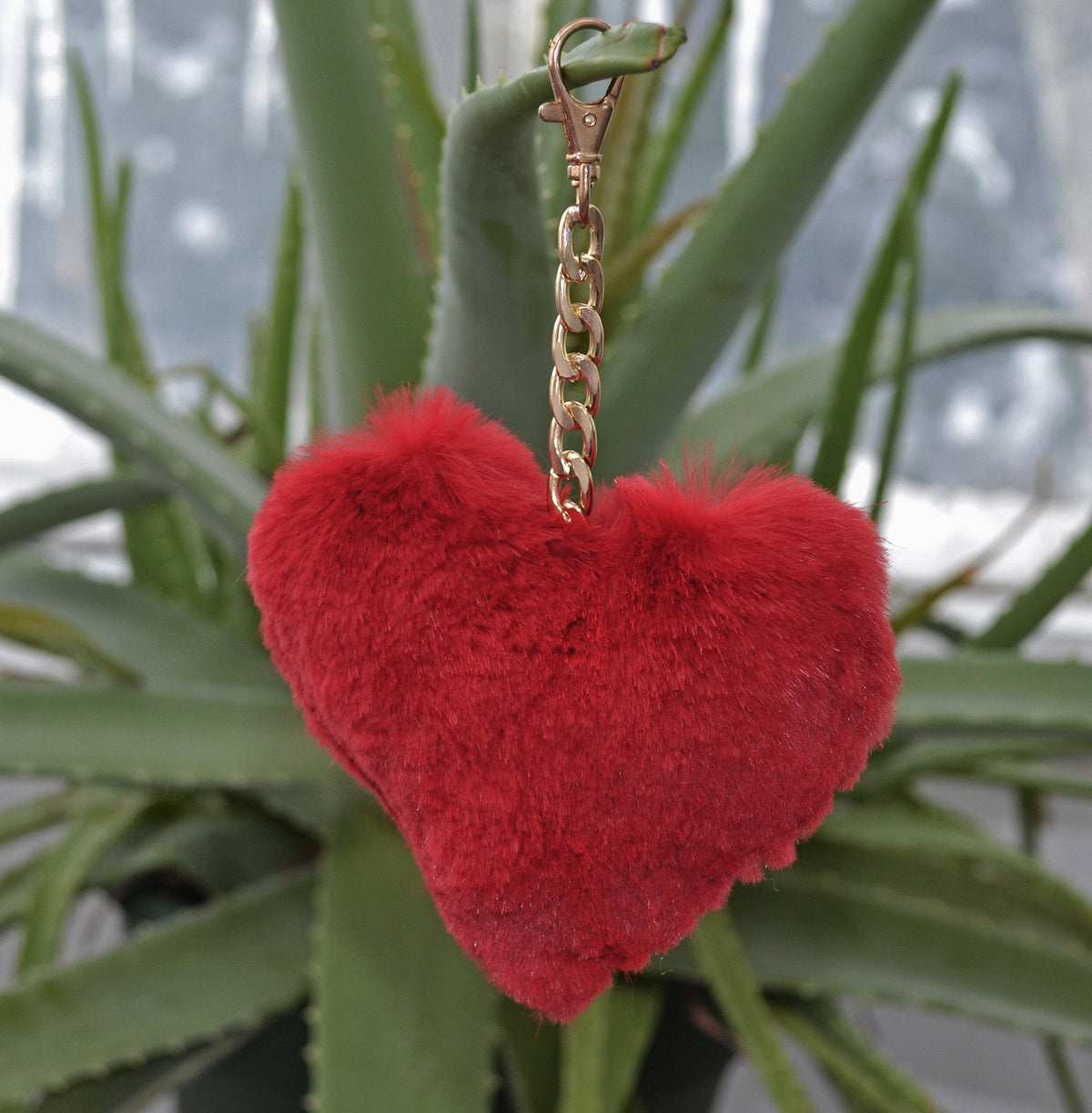 RED FUR HEART Key Chain, Rabbit Fur Pom Pom Keychain, Fur charm, Key Ring Rabbit Bag Pendant, Fur heart keychain, fur handbag accessory