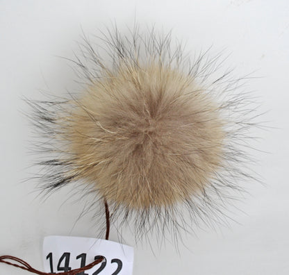 5"  FUR POM Pom! Raccoon Pom Pom for Hat Beanie Tuque Winter Knit Hats Large Pom Pom Puff Fluffy Raccoon Pom Pom Fur Ball Children