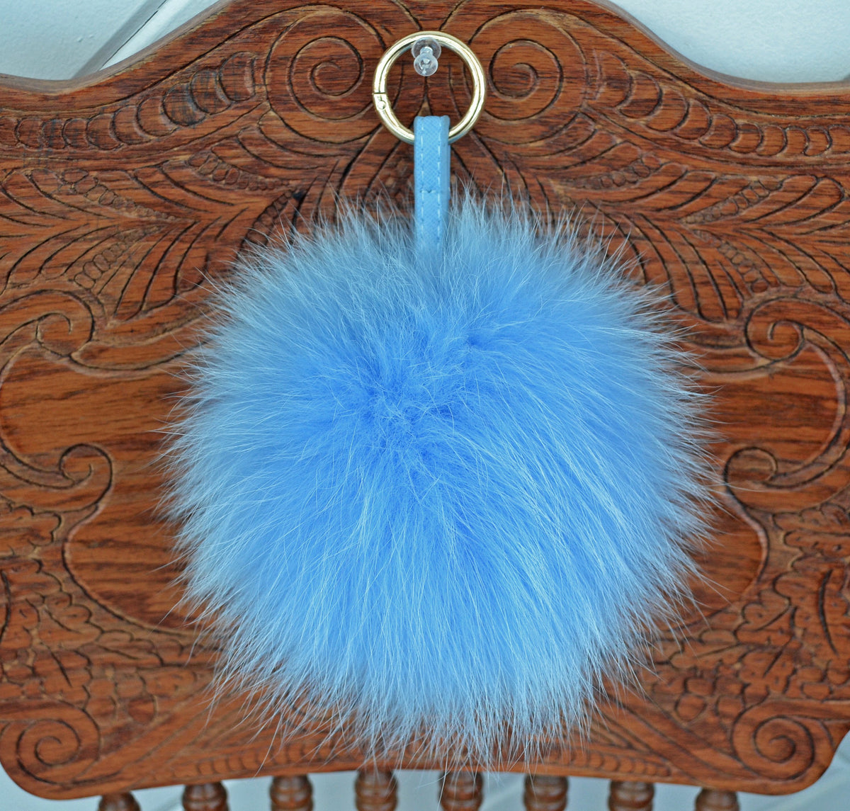 7" REAL FUR KEYCHAIN, Pom Pom Charm, Blue Fur Pom Pom Keychain, Fox Bag Charm, Key Chain Charm, Fox Fur Pom Pom, Fur Ball, Pendant Fur, Fur