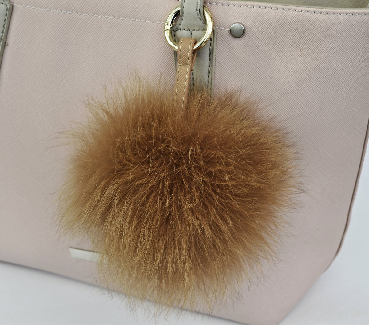 7" POM POM CHARM, Fur Keychain,  Large Fox Bag Charm, Key Chain Charm, Fox Fur Pom Pom, Brown Pom Pom, Fur Ball, Pendant Fur, Real Fur Key