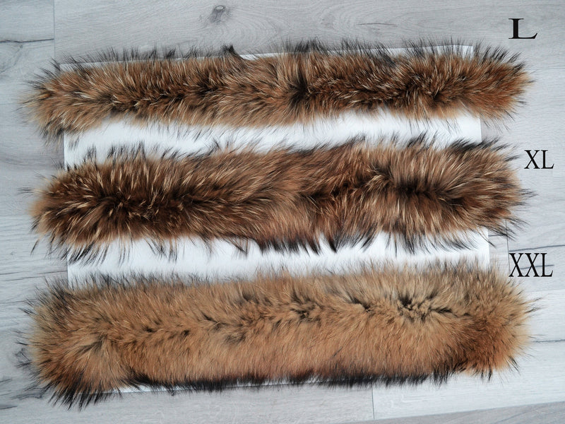 BY ORDER XXL Extra Large Finnish Raccoon Fur Collar, Fur Trim Hoodie, Raccoon Fur Collar, Fur Scarf, Fur Ruff, Raccoon Fur Hood, Raccoon Fur