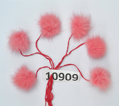 6pc - 2" (50mm) Mink Fur Pom Poms Genuine Fur Ball Charm Pendant for Keychain Necklace Earring Pompom Pom Ring White Ivory Pompom