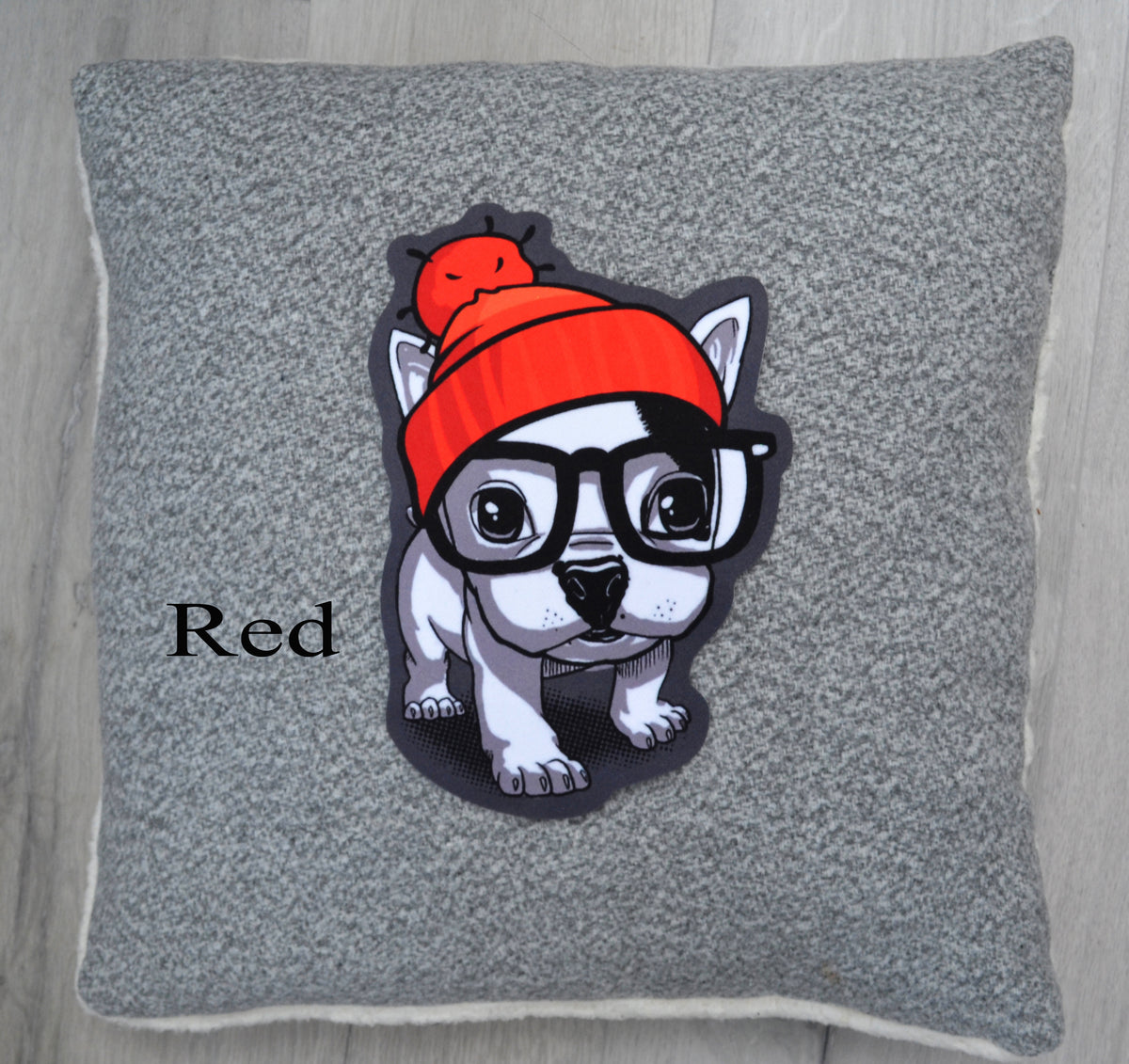 Extra Large Cute Dog Puppy Pug Soft Fabric Sewn On Patch Badge Applique Dog in Pom Pom Hat with Faux Fur Glasses Animal Patch