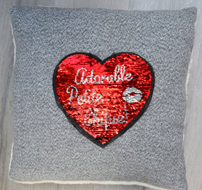 Sequin Heart Patch, Heart Sew On Patch, Red Heart Patch, Reversible Changeable Applique, DIY Shirt Jacket Patch for Clothing, Badge