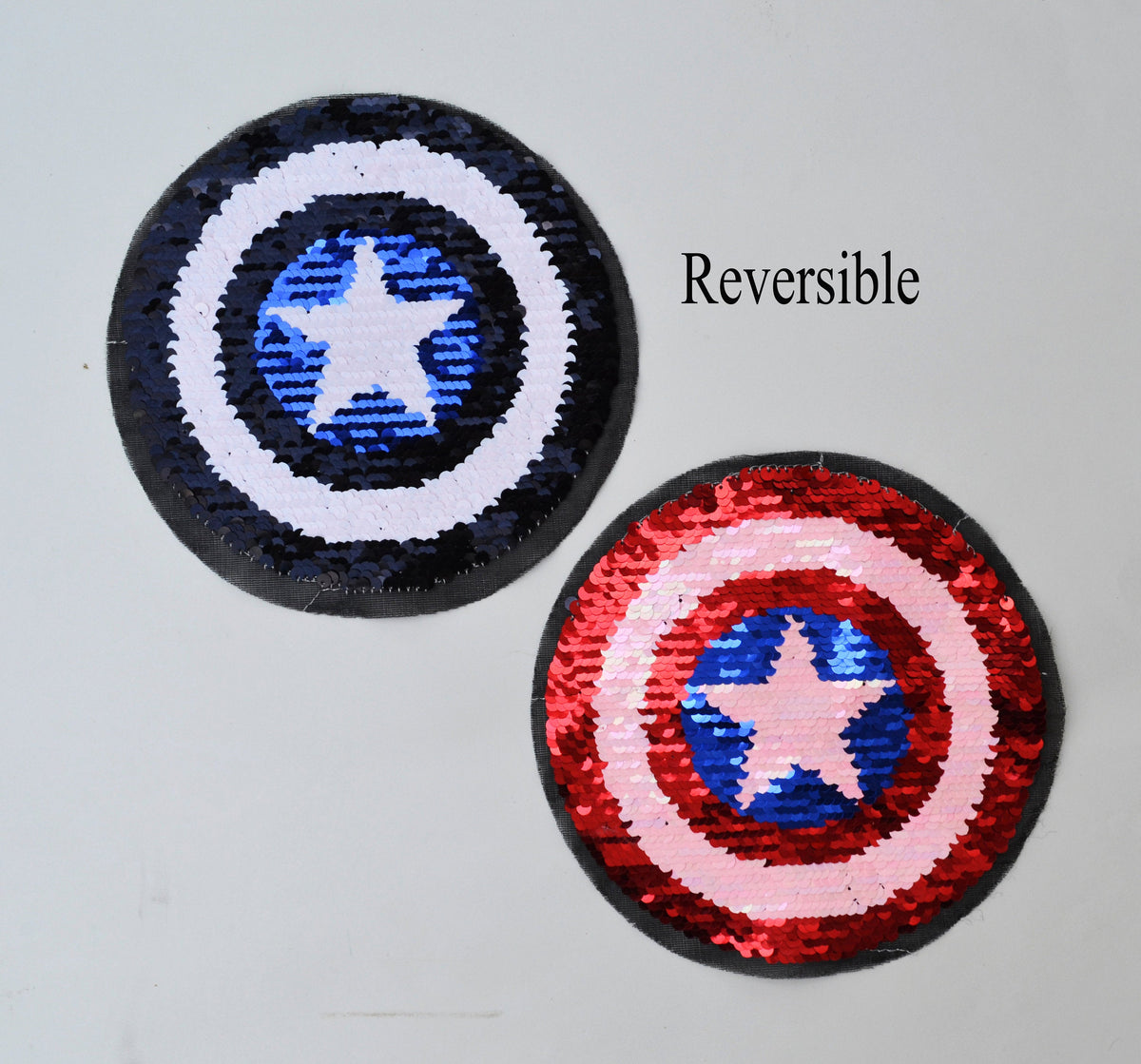 Sequin Captain America Patch, Sew On Patch, Star patch, Reversible Changeable Patch,  DIY Shirt Jacket Applique, Patch for Clothing, Badge