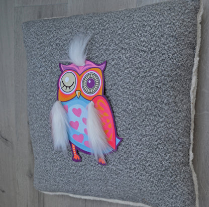 Large Owl Patch, Faux Fur Owl Patch, Owl Applique, Owl Patch Sew On, Owl with Faux Fur, Bird Patches for Pillow/Clothing/Coat/T-Shirt DIY