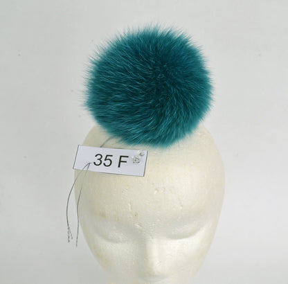 5,5"FOX FUR POMPOM! Green Pom-Pom, Fur Pom Pom, Fox Fur, Genuine Fur Pom Pom, Pom Pom for Winter Hat, Pom Pom for Women Hat,  Knitted, Child