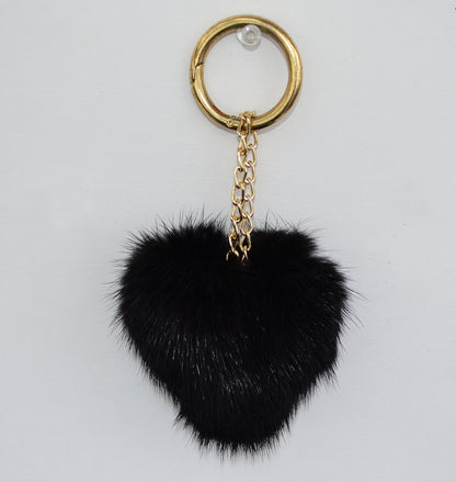 REAL MINK HEART Key Chain, Mink Fur Pom Pom Keychain, Fur charm, Key Ring Mink Bag Pendant, Fur heart keychain, fur handbag accessory