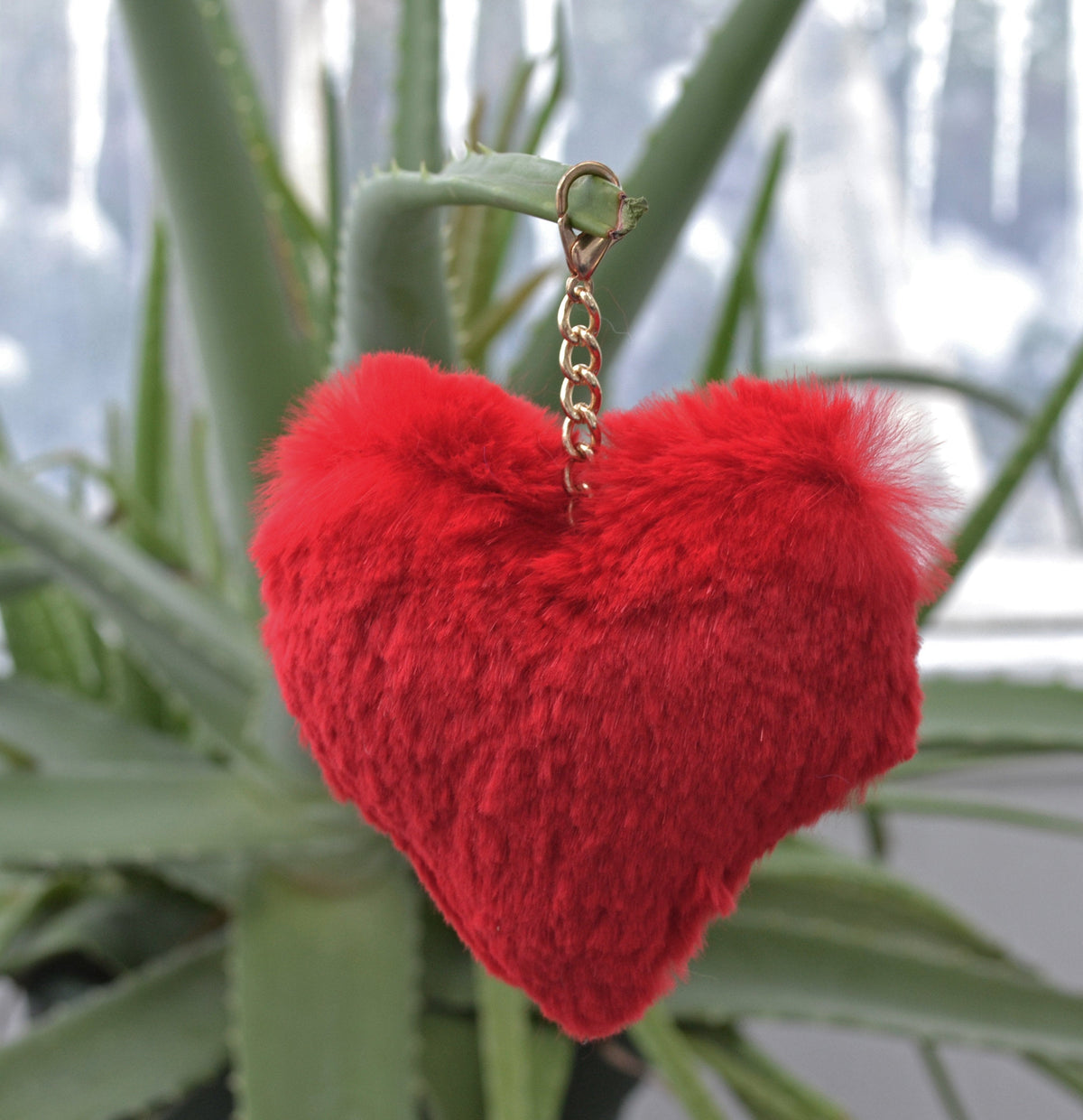 RED FUR HEART Key Chain, Rabbit Fur Pom Pom Keychain, Fur charm, Key Ring Rabbit Bag Pendant, Fur heart keychain, fur handbag accessory
