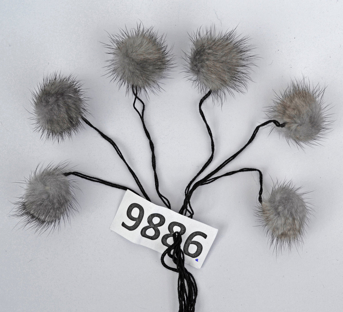 6pc - 1,5" (40mm) Genuine Natural Mink Pom Poms Fur Ball Charm Pendant for Keychain Necklace Earring Pompom Pom Ring Gray Pompom