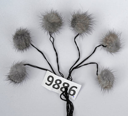 6pc - 1,5" (40mm) Genuine Natural Mink Pom Poms Fur Ball Charm Pendant for Keychain Necklace Earring Pompom Pom Ring Gray Pompom