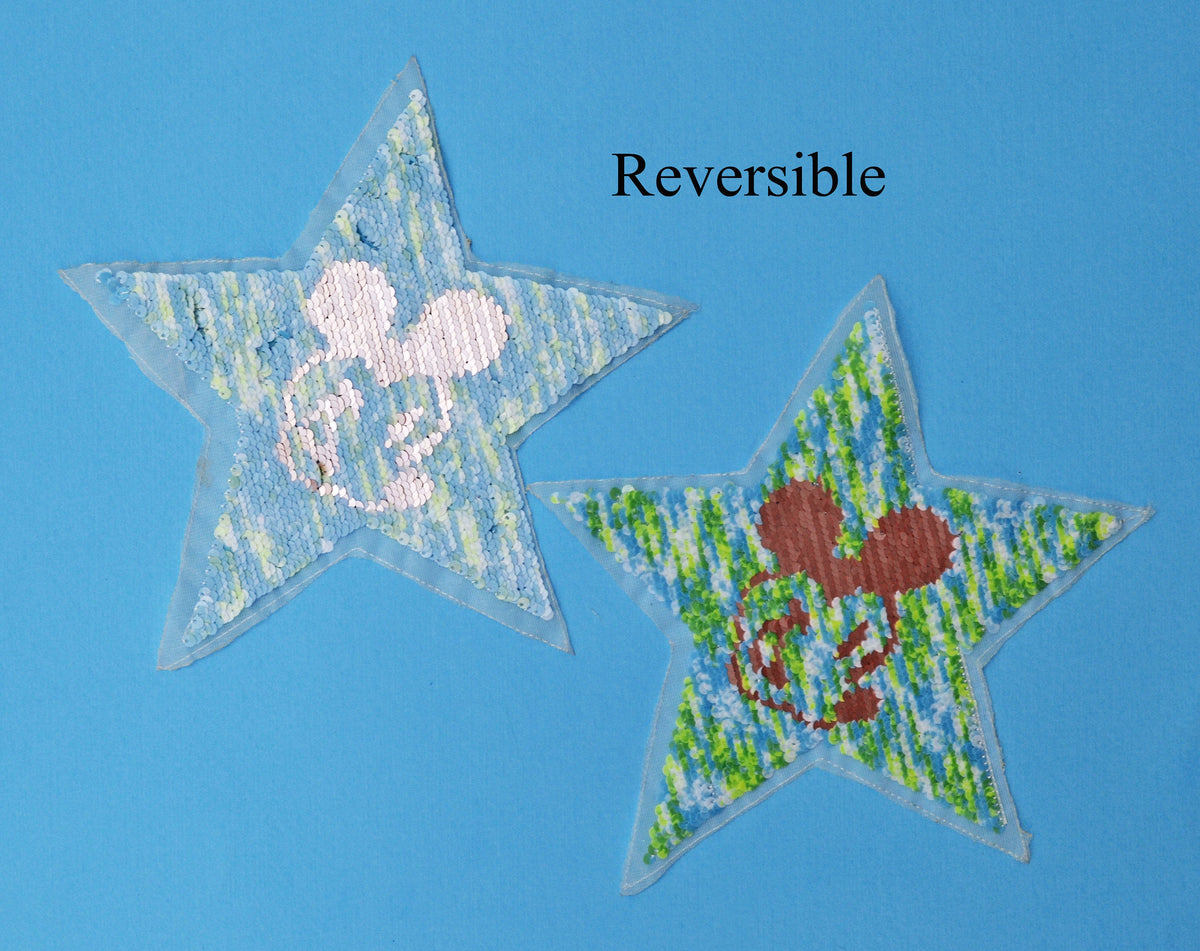 Sequin Star Patch, Star Sew On Patch, Mickey Mouse patch, Reversible Changeable Patch,  DIY Shirt Jacket Applique, Patch for Clothing, Badge