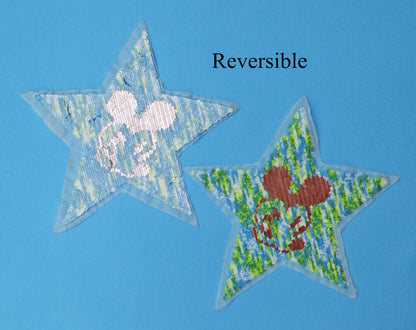 Sequin Star Patch, Star Sew On Patch, Mickey Mouse patch, Reversible Changeable Patch,  DIY Shirt Jacket Applique, Patch for Clothing, Badge