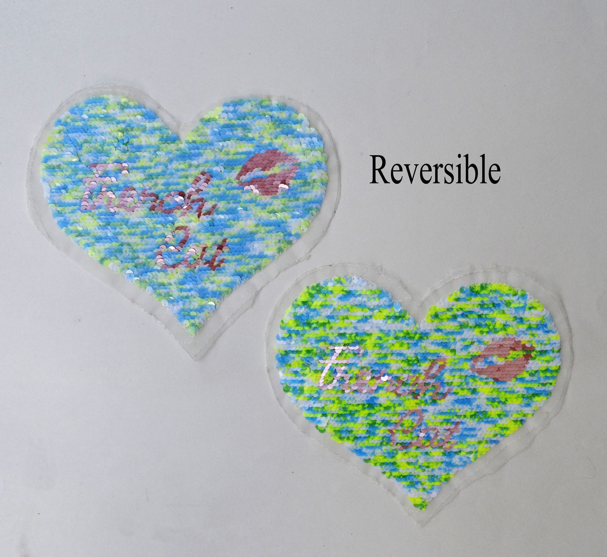Sequin Heart Patch, Heart Sew On Patch, Red Heart Patch, Reversible Changeable Applique, DIY Shirt Jacket Patch for Clothing, Badge