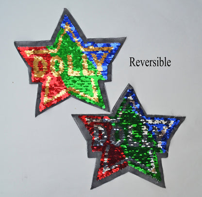Sequin Star Patch, Star Sew On Patch, Dolly Star patch, Reversible Changeable Patch,  DIY Shirt Jacket Applique, Patch for Clothing, Badge