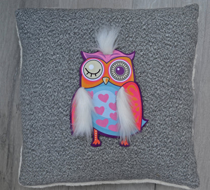 Large Owl Patch, Faux Fur Owl Patch, Owl Applique, Owl Patch Sew On, Owl with Faux Fur, Bird Patches for Pillow/Clothing/Coat/T-Shirt DIY