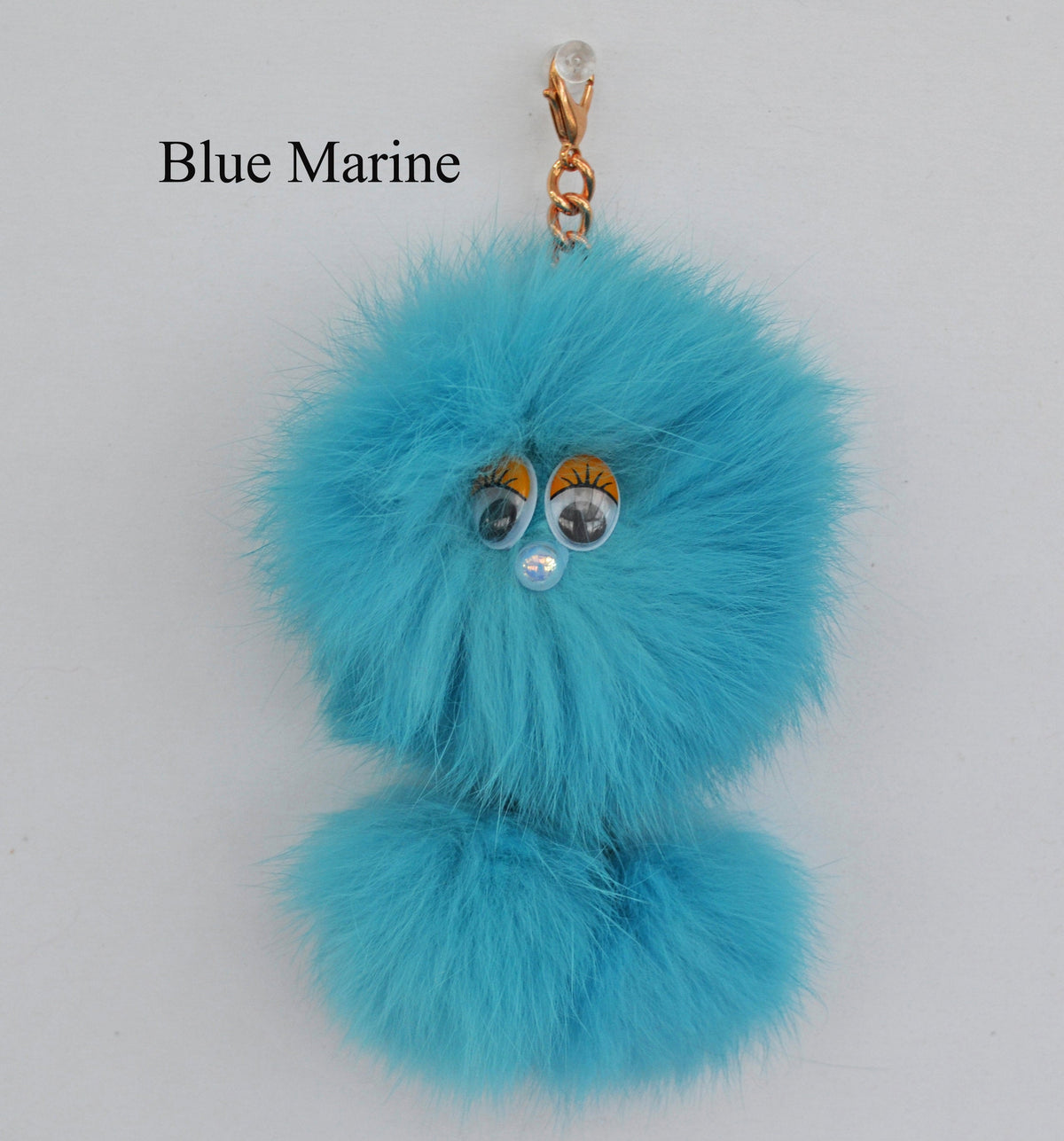 REAL RABBIT FUR Monster Key Chain, Rabbit Fur Pom Pom Keychain, Fur charm, Key Ring,  Bag Pendant, Fur Monster keychain, handbag accessory