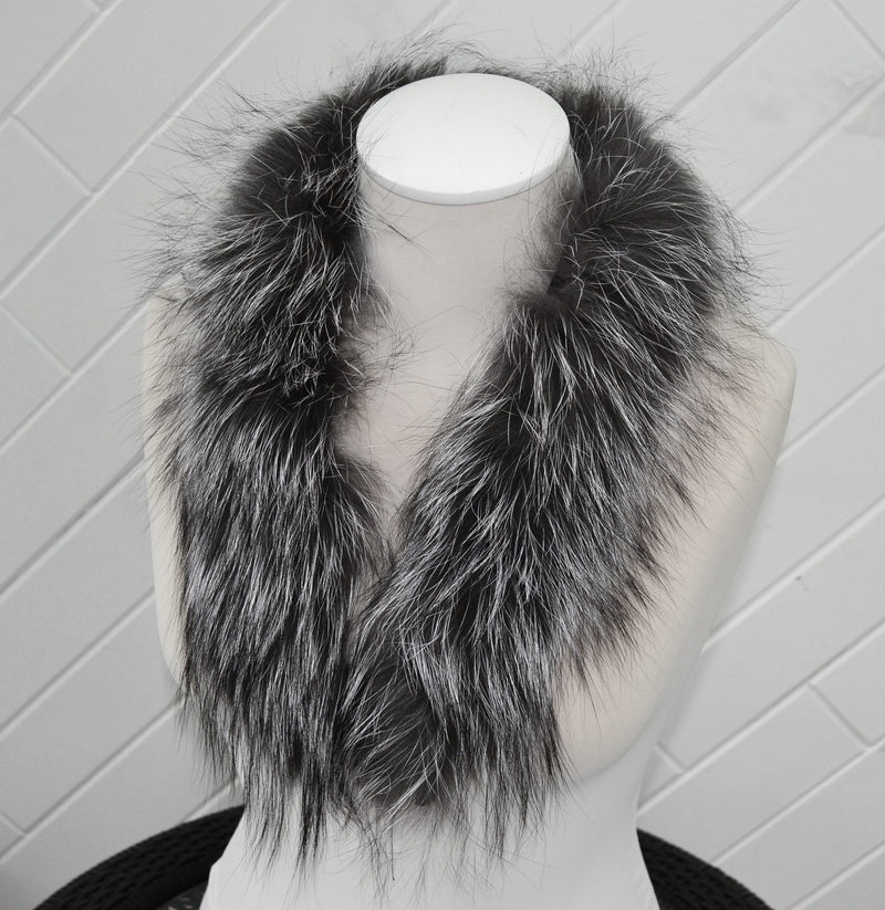 BY ORDER, Real Silver Fox Fur Trim Hood, Fur collar trim, Fox Fur Collar, Fur Scarf, Fur Ruff, Fox Fur Hood, Fox Fur, Fur stripe, Coat