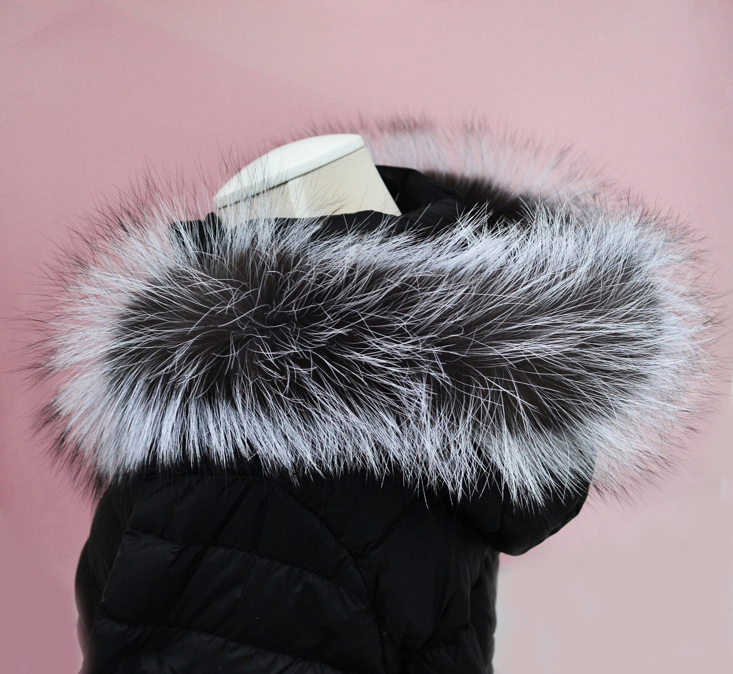 BY ORDER, XL Real Silver Fox Fur Trim Hood, Large Fur collar trim, Fox Fur Collar, Fur Scarf, Fur Ruff, Fox Fur Hood, Fox Fur, Stripes