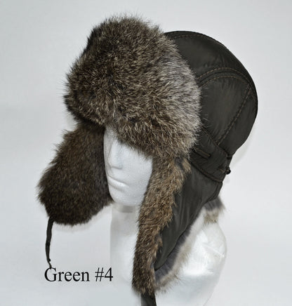 READY to SHIP Fur Ear Flap Hat, Men real fur hat, Trapper Hat, Aviator Hat, Ushanka, Russian Hat, Ski Hat, Rabbit Fur, Fur Hat Ear Flap Gift