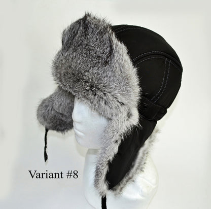 MAN REAL FUR hat, Aviator Hat, Rabbit Fur Hat, Fur Ear Flap Hat, Trapper Hat, Ushanka, Russian Hat, Ski Hat, Fur Hat Ear Flaps, Gift for Men