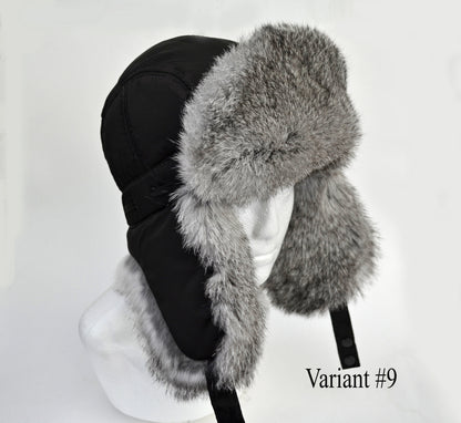 MAN REAL FUR hat, Aviator Hat, Rabbit Fur Hat, Fur Ear Flap Hat, Trapper Hat, Ushanka, Russian Hat, Ski Hat, Fur Hat Ear Flaps, Gift for Men