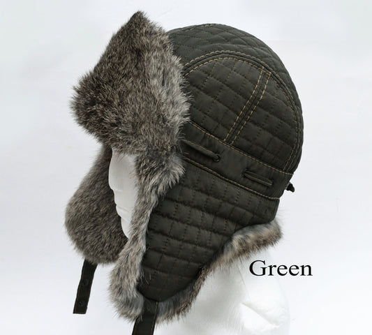 READY to SHIP Fur Ear Flap Hat, Men real fur hat, Trapper Hat, Aviator Hat, Ushanka, Russian Hat, Ski Hat, Rabbit Fur, Fur Hat Ear Flap Gift