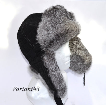 MAN REAL FUR hat, Aviator Hat, Rabbit Fur Hat, Fur Ear Flap Hat, Trapper Hat, Ushanka, Russian Hat, Ski Hat, Fur Hat Ear Flaps, Gift for Men