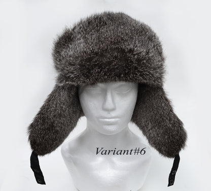 MAN REAL FUR hat, Aviator Hat, Rabbit Fur Hat, Fur Ear Flap Hat, Trapper Hat, Ushanka, Russian Hat, Ski Hat, Fur Hat Ear Flaps, Gift for Men