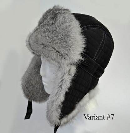 MAN REAL FUR hat, Aviator Hat, Rabbit Fur Hat, Fur Ear Flap Hat, Trapper Hat, Ushanka, Russian Hat, Ski Hat, Fur Hat Ear Flaps, Gift for Men