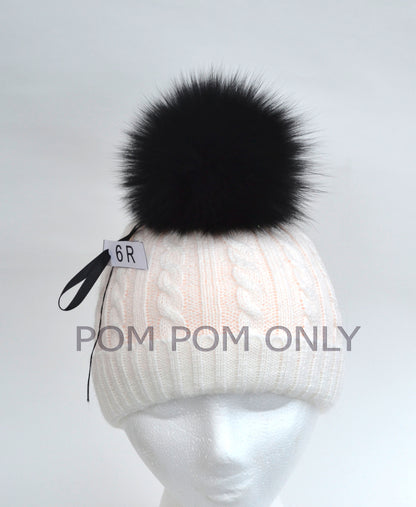 5" to 6" HIGHEST QUALITY FOX Pom Poms! Double Fox Fur Shiny Soft Pom Pom for Women Hat Beanie Tuque Winter Knit Hats Puff Fluffy Fur Ball