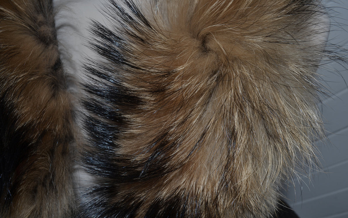 READY TO SHIP, Real Raccoon Fur Collar and Fur Pockets Set, Fur Trim for Hoodies,  Cardigan Coat Fur Pockets, Raccoon Fur Collar, Fur Scarf