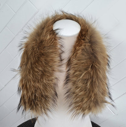 READY TO SHIP, Real Raccoon Fur Collar and Fur Pockets Set, Fur Trim for Hoodies,  Cardigan Coat Fur Pockets, Raccoon Fur Collar, Fur Scarf