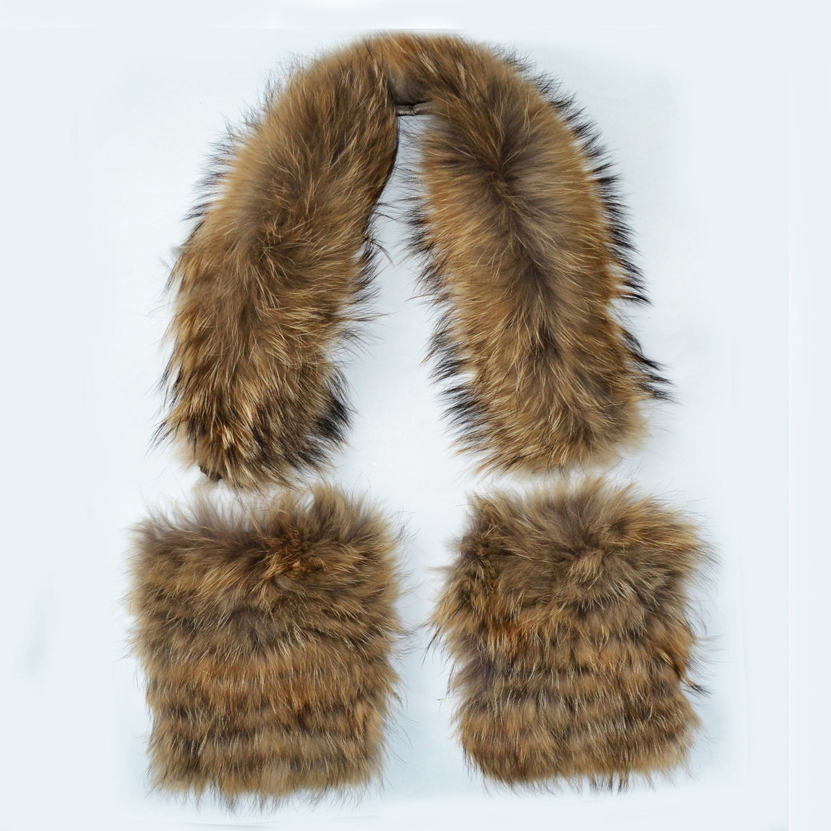 READY TO SHIP, Real Raccoon Fur Collar and Fur Pockets Set, Fur Trim for Hoodies,  Cardigan Coat Fur Pockets, Raccoon Fur Collar, Fur Scarf