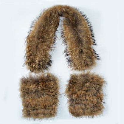 READY TO SHIP, Real Raccoon Fur Collar and Fur Pockets Set, Fur Trim for Hoodies,  Cardigan Coat Fur Pockets, Raccoon Fur Collar, Fur Scarf