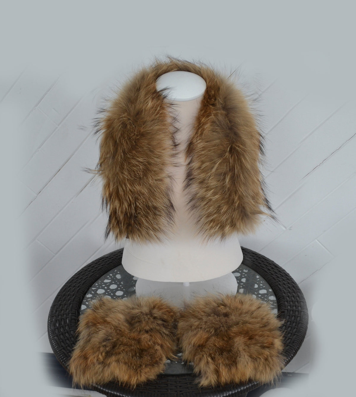 READY TO SHIP, Real Raccoon Fur Collar and Fur Pockets Set, Fur Trim for Hoodies,  Cardigan Coat Fur Pockets, Raccoon Fur Collar, Fur Scarf